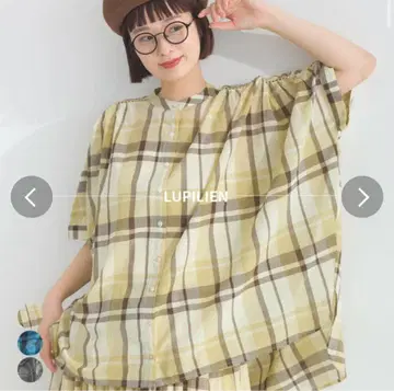 lupilien 루피리안 마드라스 체크 밴드 카라 와이드 블라우스 셔츠