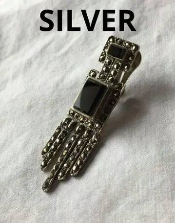 빈티지 오닉스 실버 귀걸이 SILVER 마카사이트 한쪽 귀용