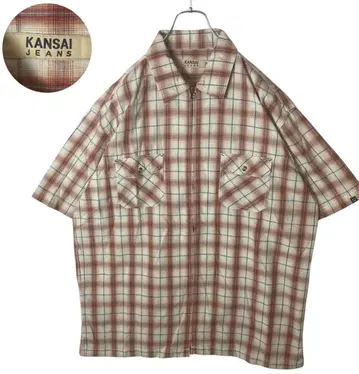 KANSAI JEANS 체크 무늬 반팔 셔츠 자켓 3L 빅 사이즈