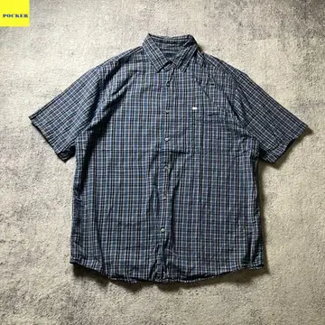 NAUTICA 노티카 체크 셔츠 L 반팔 코튼 블루 계열 빈티지 스타일