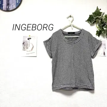 9479 INGEBORG 잉게보그 체크 무늬 반팔 티셔츠 코튼