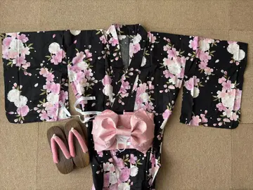 새상품급! 유카타, 오비, 일본 나막신 3개 세트