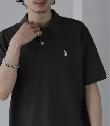 U.S. POLO ASSN. 다크 그레이 피케 셔츠 L