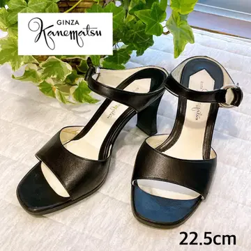 Ginza Kanematsu 블랙 오픈토 샌들 22.5cm