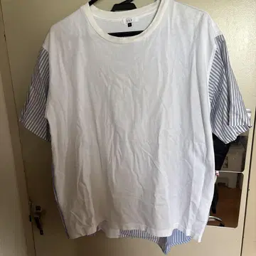 화이트/스트라이프 반팔 셔츠 XL