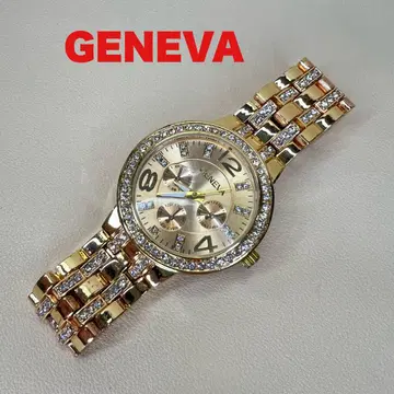 GENEVA 시계 반짝이는 골드색