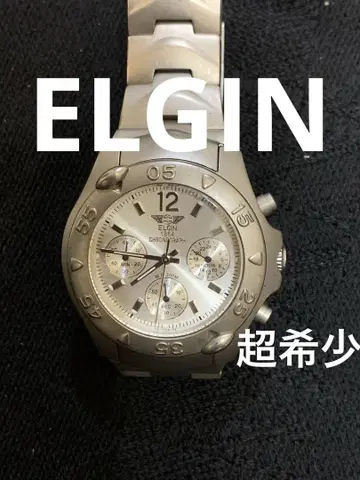ELGIN 실버 크로노그래프 손목시계. 새상품급. 레어.