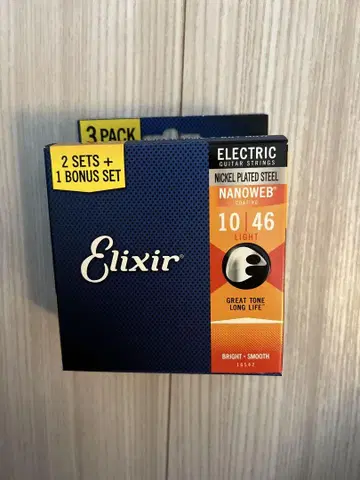 Elixir 엘릭서 NANOWEB 10-46 일렉 기타 줄 2세트