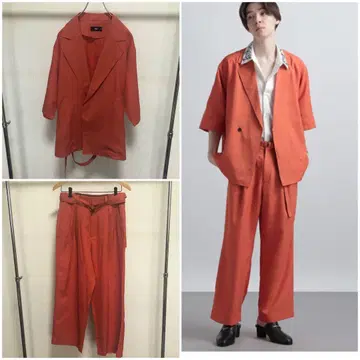 인기! HARE 린넨 라이크 타이 로켄 셋업 수트 자켓