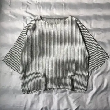 90s 빈티지 이탈리아제 린넨 스트라이프 상의 반소매