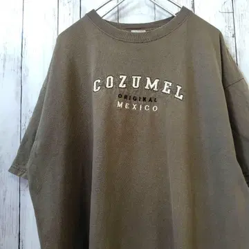 RED COZUMEL 자수 빅 사이즈 티셔츠 카키 XL 구제 의류