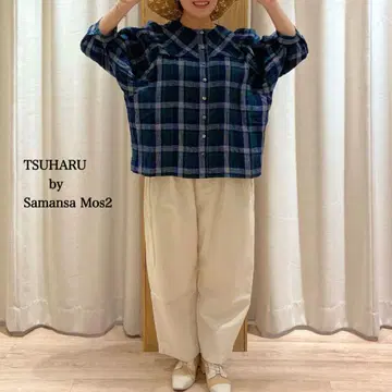 TSUHARU by Samansa Mos2 체크 벌룬 슬리브 블라우스