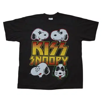 키스 티셔츠 XL 블랙 스누피 KISS SNOOPY 반 티셔츠