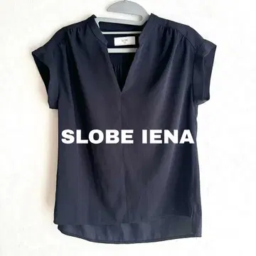 SLOBE IENA 스키퍼 프렌치 슬리브 쉬폰 블라우스 네이비