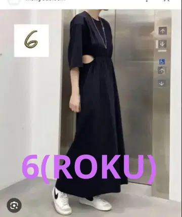 6(ROKU) COTTON SLIT DRESS 블랙