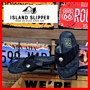 ISLAND SLIPPER 네이비 스웨이드 가죽 샌들 9 블랙