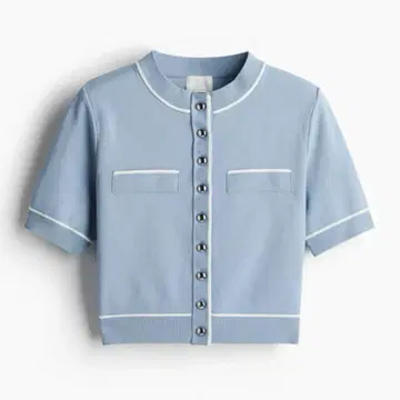 H&M 덴스 니트 가디건 반팔 니트 새상품 M 사이즈 블루