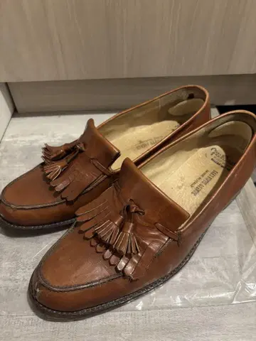 브라운 가죽 프린지 로퍼 이탈리아제 빈티지