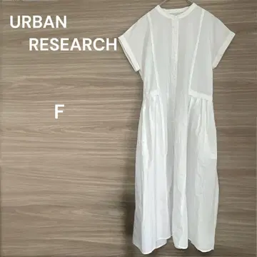 URBAN RESEARCH [F] 화이트 롱 원피스 포코포코 면 혼방