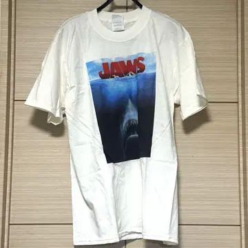 JAWS 영화 티셔츠 조스 서양화 구제 의류 빈티지 화이트