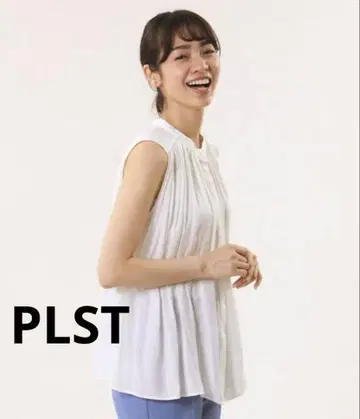 PLST 플라스테/화이트 개더 프렌치 슬리브 셔츠 /새틴/S