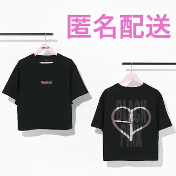 새상품 BLACKPINK 티셔츠 하트 숏 기장 티셔츠 블랙