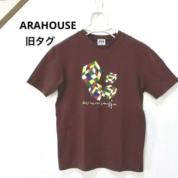 ARAHOUSE 브라운 티셔츠 입체 큐브 디자인 구 택