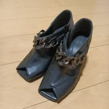 PAGEBOY 샌들 오픈토 M 23.5cm 블랙 체인