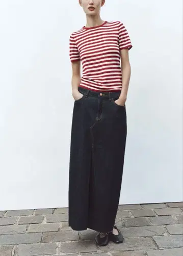 ZARA 스트라이프 니트 숏 슬리브 상의 새상품