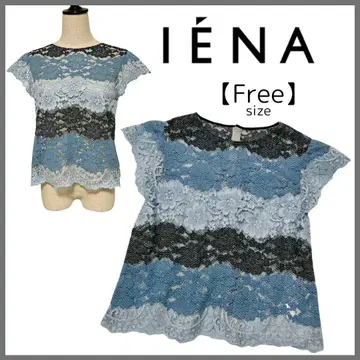 IENA 이에나 전체 레이스 블라우스 상의 비즈니스 포멀 일본제 파랑