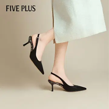 FIVE PLUS 블랙 슬링백 펌프스