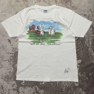 풍자] 90s THE FAR SIDE 아트 티셔츠 ART 애니멀 L