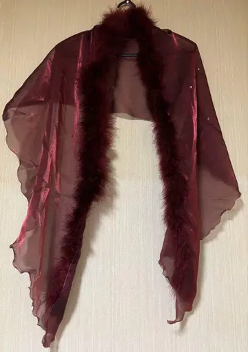 버건디 쉬폰 퍼 스톨
