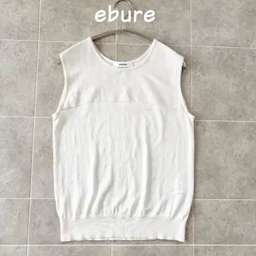 새상품급 ebure 코튼 실크 고급 썸머 니트 슬리브리스 화이트