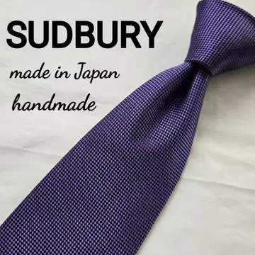 새상품급 SUDBURY 보라색 퍼플 무지 넥타이 일본제 핸드메이드