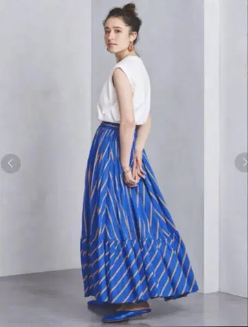 UNITED ARROWS 스트라이프 티어드 맥시 스커트 36 롱