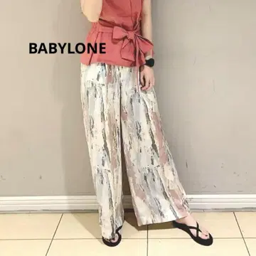 BABYLONE 마블 프린트 새틴 팬츠 36