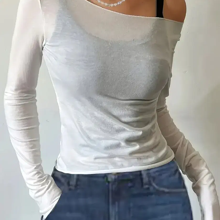 【BLACKUP】SOWAN SEE THROUGH OFF SHOULDER TEE Items Similar to BlackUp Sowan See-Through Off-Shoulder Long