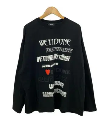 WE11DONE 블랙 롱 슬리브 티셔츠 L