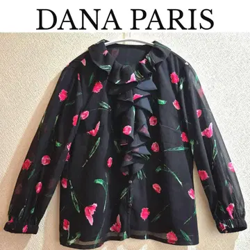 DANA PARIS 플라워 시어 프론트 프릴 블라우스 SIZE 7