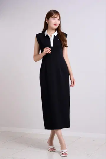 초판 French Sleeve Polo Long Dress HLT