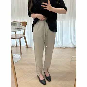 조거 팬츠 여성용 예쁜 밑단 리브 슬릿 팬츠 하의 여성