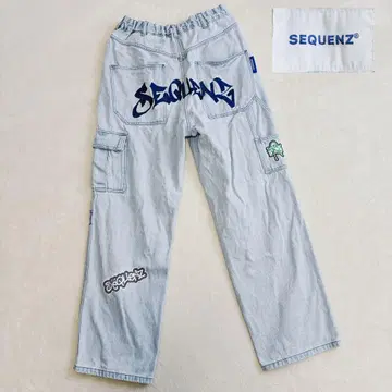 SEQUENZ 시퀀즈 자수 데님 팬츠 워시 가공 블루 L