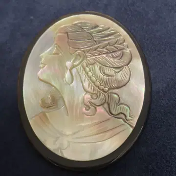 조개 세공 브로치 카메오풍 빈티지