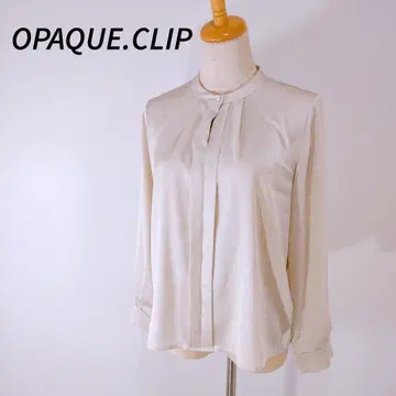OPAQUE.CLIP 베이지 긴팔 셔츠 버튼 스탠드 칼라