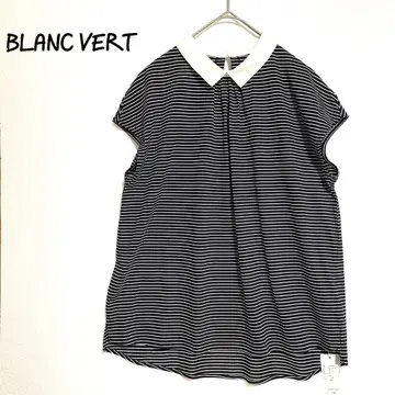 BLANC VERT 블랑 베일 치비 옷깃 티셔츠 보더 미사용 새상품