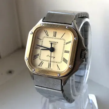 TECHNOS 오리지널 아날로그 시계 골드/실버