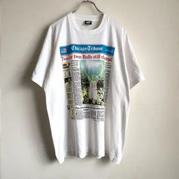 90s USA제 Chicago Bulls 뉴스 페이퍼 프린트 티셔츠
