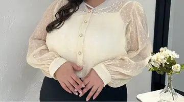 아이보리 시스루 긴팔 블라우스