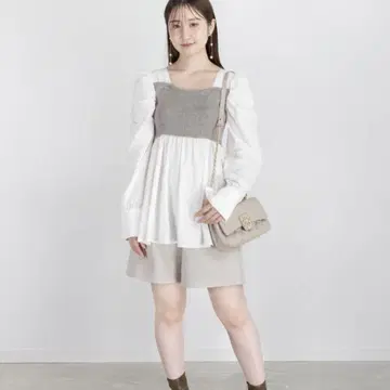 RANDA 니트 뷔스티에 도킹 블라우스